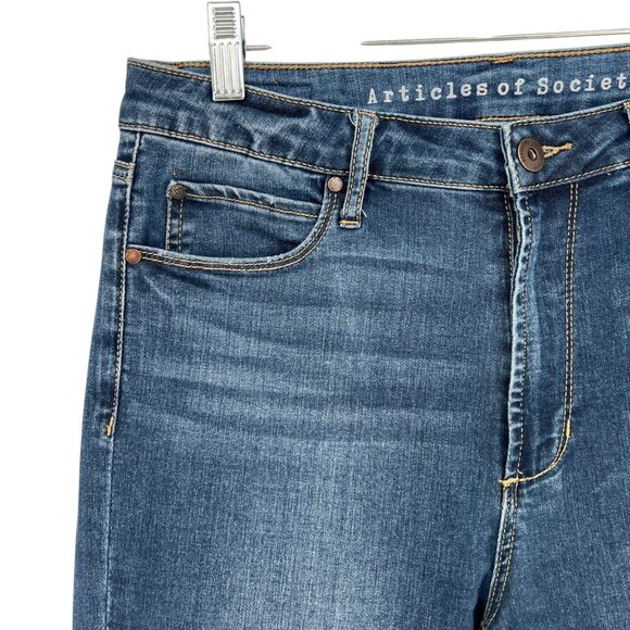 Articles Of Society Cropped Flare High Waist Dark Wash Denim Jeans Size 29 - Picture 2 of 7